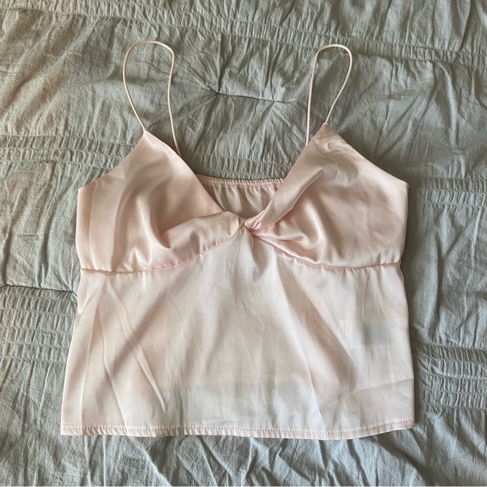 SHEIN Pale Pink Satin Cami Tank Top